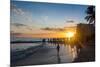 Sunset over the High Rise Buildings on Waikiki Beach-Michael-Mounted Photographic Print