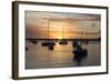 Sunset over the Indian Ocean with Boats in Silhouette on the Calm Water Off the Beach at Gran Baie-Lee Frost-Framed Photographic Print