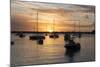 Sunset over the Indian Ocean with Boats in Silhouette on the Calm Water Off the Beach at Gran Baie-Lee Frost-Mounted Photographic Print
