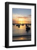 Sunset over the Indian Ocean with Boats in Silhouette on the Calm Water Off the Beach at Gran Baie-Lee Frost-Framed Photographic Print