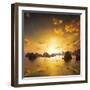 Sunset over the Islands of Halong Bay in Northern Vietnam. Amazing Landscape Background-Banana Republic images-Framed Photographic Print