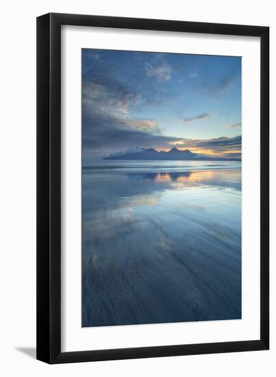 Sunset over the Isle of Rhum, from Bay of Laig, Scotland, United Kingdom, Europe-John Potter-Framed Photographic Print