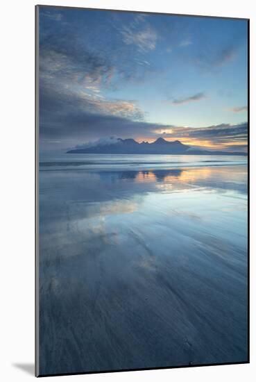 Sunset over the Isle of Rhum, from Bay of Laig, Scotland, United Kingdom, Europe-John Potter-Mounted Photographic Print