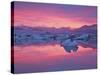 Sunset over the Jokulsarlon Glacier Lagoon, Hofn, Iceland-Josh Anon-Stretched Canvas