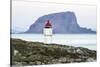 Sunset over the lighthouse in the fishing town of Trana, located on the Arctic Circle, Norway-Michael Nolan-Stretched Canvas