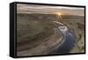 Sunset over the Little Missouri River, North Dakota, USA-Chuck Haney-Framed Stretched Canvas