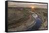 Sunset over the Little Missouri River, North Dakota, USA-Chuck Haney-Framed Stretched Canvas
