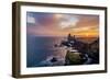 Sunset over the Londrangar Sea Stacks and the Thufubjarg Cliffs, Snaefellnes Peninsula, Iceland-Arctic-Images-Framed Photographic Print