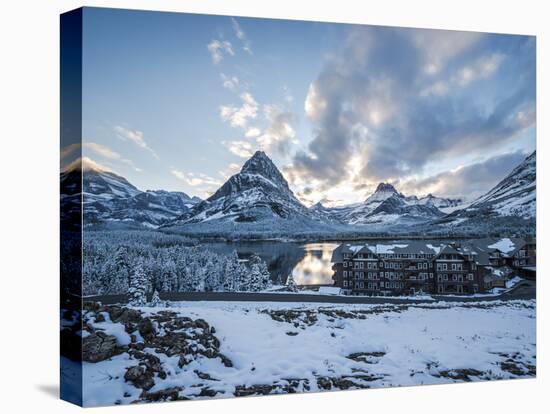 Sunset over the Many Glacier Hotel, Glacier National Park, Montana.-Steven Gnam-Stretched Canvas