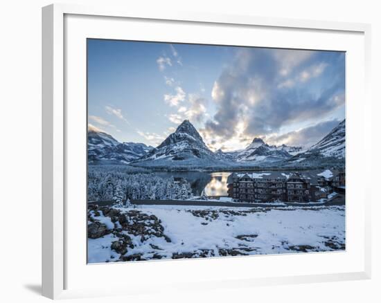 Sunset over the Many Glacier Hotel, Glacier National Park, Montana.-Steven Gnam-Framed Photographic Print