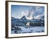 Sunset over the Many Glacier Hotel, Glacier National Park, Montana.-Steven Gnam-Framed Photographic Print