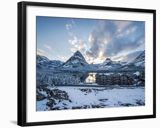 Sunset over the Many Glacier Hotel, Glacier National Park, Montana.-Steven Gnam-Framed Photographic Print