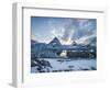 Sunset over the Many Glacier Hotel, Glacier National Park, Montana.-Steven Gnam-Framed Photographic Print