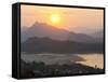 Sunset over the Mekong River from Wat Phousi, Luang Prabang, Laos, Indochina, Southeast Asia, Asia-Matthew Williams-Ellis-Framed Stretched Canvas