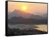 Sunset over the Mekong River from Wat Phousi, Luang Prabang, Laos, Indochina, Southeast Asia, Asia-Matthew Williams-Ellis-Framed Stretched Canvas