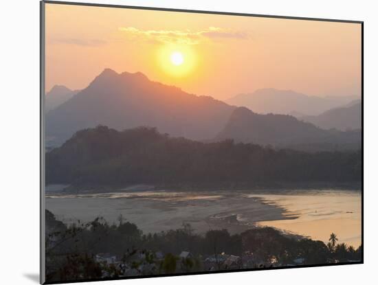 Sunset over the Mekong River from Wat Phousi, Luang Prabang, Laos, Indochina, Southeast Asia, Asia-Matthew Williams-Ellis-Mounted Photographic Print