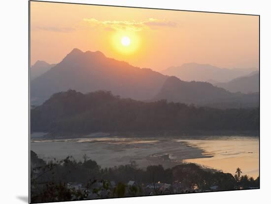 Sunset over the Mekong River from Wat Phousi, Luang Prabang, Laos, Indochina, Southeast Asia, Asia-Matthew Williams-Ellis-Mounted Photographic Print