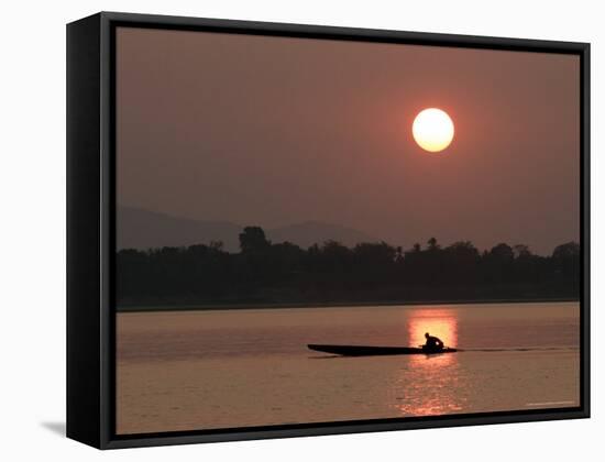 Sunset Over the Mekong River, Pakse, Southern Laos, Indochina, Southeast Asia-Andrew Mcconnell-Framed Stretched Canvas