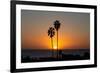 Sunset over the ocean and two palm trees in silhouettte, Dana Point, California-Ethel Davies-Framed Photographic Print