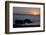 Sunset over the ocean, with rocks in the foreground, San Simeon, California-Ethel Davies-Framed Photographic Print