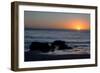 Sunset over the ocean, with rocks in the foreground, San Simeon, California-Ethel Davies-Framed Photographic Print