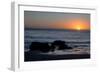 Sunset over the ocean, with rocks in the foreground, San Simeon, California-Ethel Davies-Framed Photographic Print