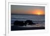 Sunset over the ocean, with rocks in the foreground, San Simeon, California-Ethel Davies-Framed Photographic Print