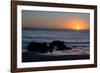 Sunset over the ocean, with rocks in the foreground, San Simeon, California-Ethel Davies-Framed Photographic Print