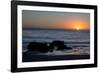 Sunset over the ocean, with rocks in the foreground, San Simeon, California-Ethel Davies-Framed Photographic Print