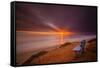 Sunset over the Pacific Ocean in Carlsbad, Ca-Andrew Shoemaker-Framed Stretched Canvas