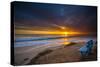 Sunset over the Pacific Ocean in Carlsbad, Ca-Andrew Shoemaker-Stretched Canvas