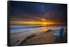 Sunset over the Pacific Ocean in Carlsbad, Ca-Andrew Shoemaker-Framed Stretched Canvas