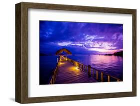 Sunset over the Pier, Hotel Seraya, Flores Island, Indonesia, Southeast Asia, Asia-Laura Grier-Framed Photographic Print