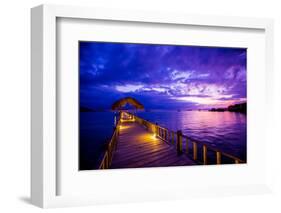 Sunset over the Pier, Hotel Seraya, Flores Island, Indonesia, Southeast Asia, Asia-Laura Grier-Framed Photographic Print