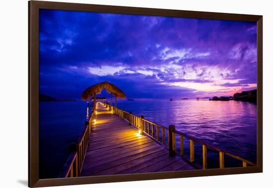 Sunset over the Pier, Hotel Seraya, Flores Island, Indonesia, Southeast Asia, Asia-Laura Grier-Framed Photographic Print