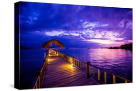 Sunset over the Pier, Hotel Seraya, Flores Island, Indonesia, Southeast Asia, Asia-Laura Grier-Stretched Canvas