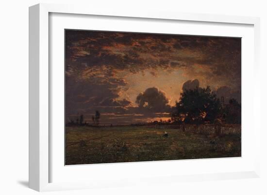 Sunset over the Plain of Barbizon-Théodore Rousseau-Framed Giclee Print