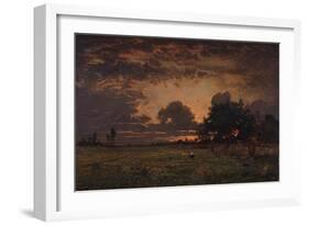 Sunset over the Plain of Barbizon-Théodore Rousseau-Framed Giclee Print