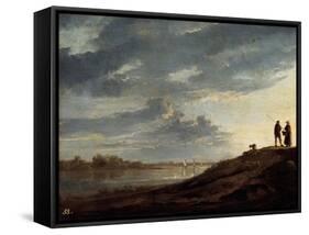 Sunset over the River, 1650s-Aelbert Cuyp-Framed Stretched Canvas