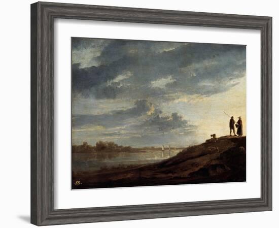 Sunset over the River, 1650s-Aelbert Cuyp-Framed Giclee Print