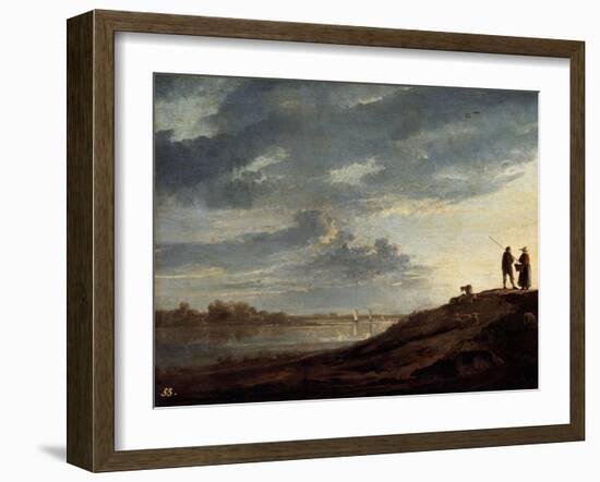 Sunset over the River, 1650s-Aelbert Cuyp-Framed Giclee Print