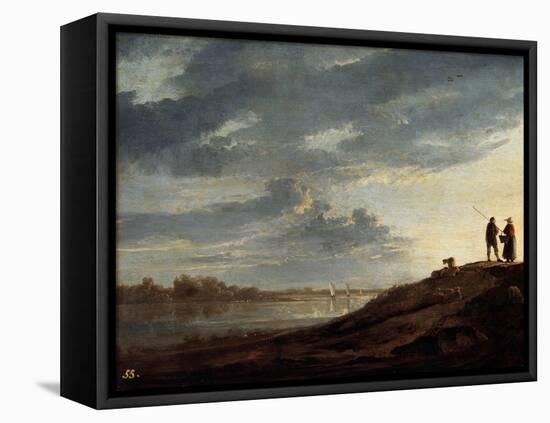 Sunset over the River, 1650s-Aelbert Cuyp-Framed Stretched Canvas