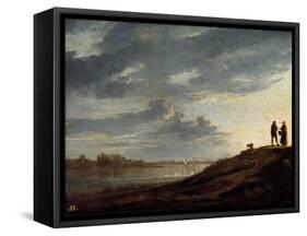 Sunset over the River, 1650s-Aelbert Cuyp-Framed Stretched Canvas