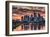 Sunset over the River Main and Frankfurt city skyline, Frankfurt, Hesse, Germany-Alan Novelli-Framed Photographic Print