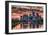 Sunset over the River Main and Frankfurt city skyline, Frankfurt, Hesse, Germany-Alan Novelli-Framed Photographic Print