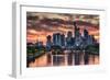 Sunset over the River Main and Frankfurt city skyline, Frankfurt, Hesse, Germany-Alan Novelli-Framed Photographic Print