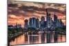 Sunset over the River Main and Frankfurt city skyline, Frankfurt, Hesse, Germany-Alan Novelli-Mounted Photographic Print