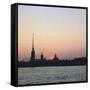 Sunset over the River Neva in St Petersburg-CM Dixon-Framed Stretched Canvas