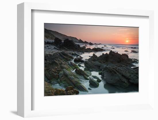 Sunset over the Rocks in Jericoacoara, Brazil-Alex Saberi-Framed Photographic Print