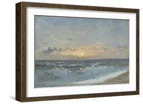 Sunset over the Sea, 1900 (Oil on Board)-William Pye-Framed Giclee Print